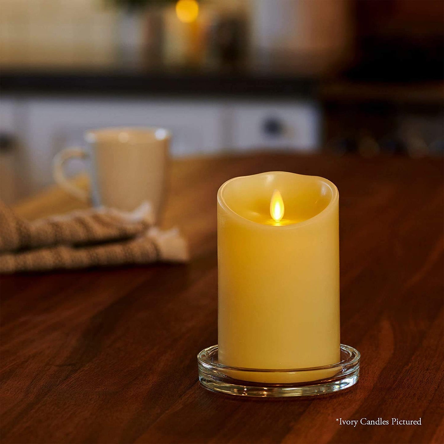 Luminara Flameless Pillar Candle Large (6.5 inches, Unscented), Flickering Real Flame Effect, Melted Edge, Smooth Wax, LED Battery-Operated Candles