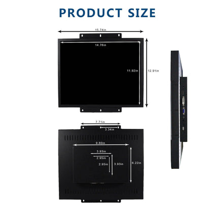 VSDISPLAY 19Inch LCD Monitor 1280x1024 High Brightness Display Support VGA/DVI Video Input,for Gaming/Industrial Secondary Monitor