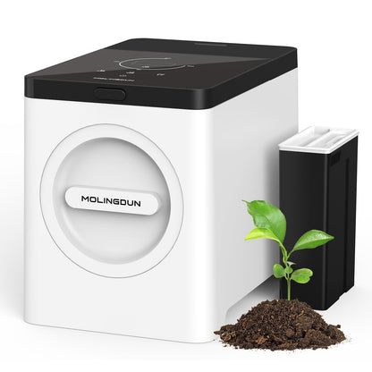MOLINGDUN 3L Electric Composter for Kitchen, Countertop Compost bin, One Touch Smart Model Handle Kitchen Waste, with Triple Grinding Blade, Carbon Filter, Auto-Cleaning, LED Touch Screen