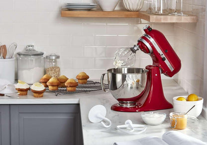KitchenAid KSMPRA Stand Mixer Attachment Pasta Roller & Cutter, 3-Piece Set, Stainless Steel & K45B Coated Flat Beater, White, 4.5 Qt