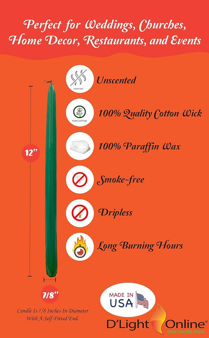 D'light Online 12" Kwanzaa Candle Set Elegant Taper Candles, Premium Quality Hand-Dipped Tapered Candles, Dripless and Smokeles - Set of 7 (12 Inch, Kwanazaa)