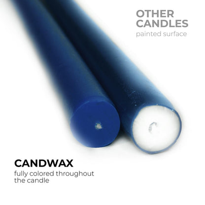 CANDWAX 12 inch Taper Candles - Set of 4 Dripless and Smokeless Unscented Slow Burning Candle Sticks - Dark Blue Candles