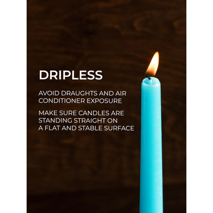 CANDWAX 8 inch Turquoise Taper Candles Pack of 4 - Unscented Smokeless Dripless Tall Candlesticks - Perfect for Holidays, Ordinary Dinners and Special Occasions - Teal Taper Candles