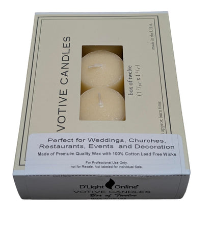 D'light Online Elegant Creamy Ivory Unscented Votive Candles - for Birthdays, Baby Shower, Home Decoration and Weddings (Ivory, 10 Hour - Set of 12)