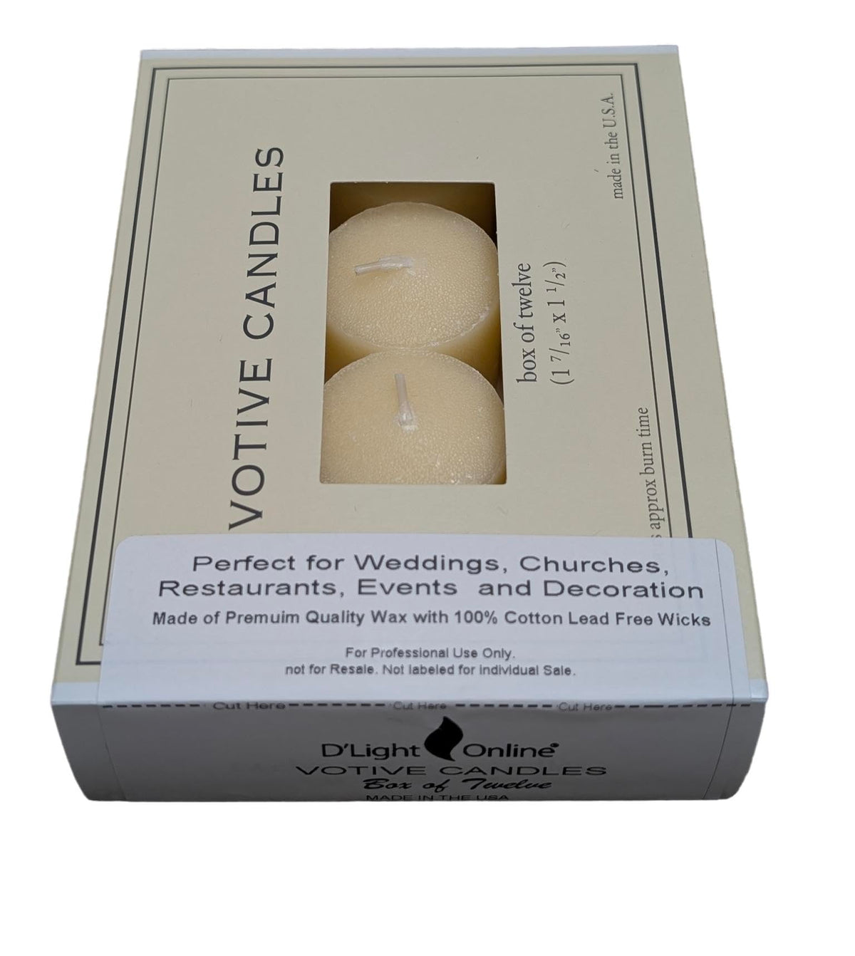 D'light Online Elegant Creamy Ivory Unscented Votive Candles - for Birthdays, Baby Shower, Home Decoration and Weddings (Ivory, 10 Hour - Set of 432-36x12)
