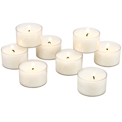 Stonebriar Bulk 96 Pack Unscented Smokeless Long Burning Clear Cup Tea Light Candles with 8 Hour Extended Burn Time, White & Tall 3x6 Inch Unscented Pillar Candles,White, 6 Count