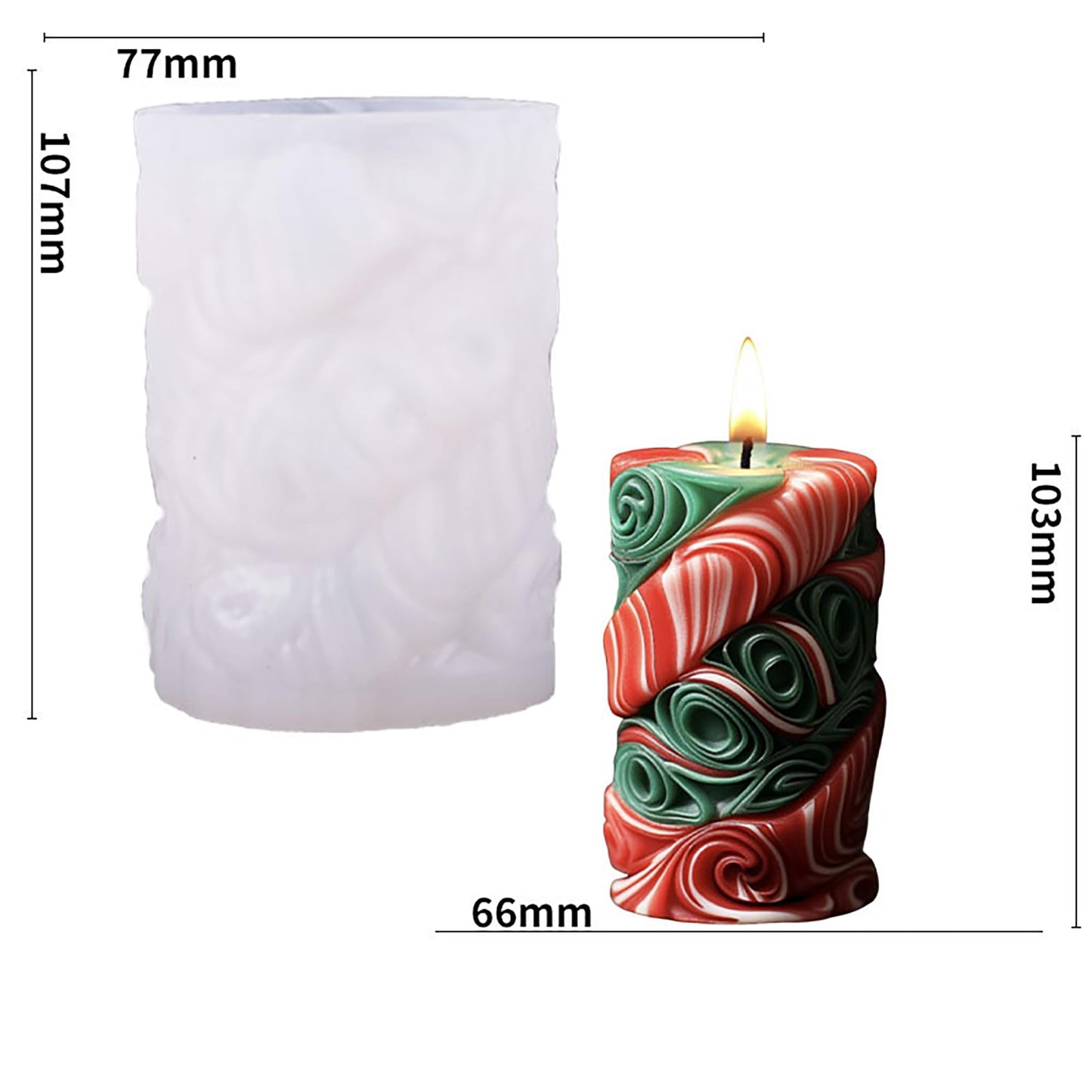 Flower Succulent Leaves Cylinder Molds Silicone Wave Spiral Candle Mold - Silicone Resin Casting Molds for Candle & Resin & Soap Craft Supplies