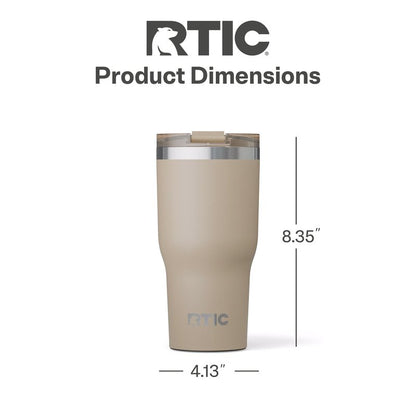 RTIC 30oz Essential Tumbler with Lid, Ceramic Lined, Insulated, Stainless Steel, Metal, Double Wall Vacuum-Insulation, Travel Cup for Iced Coffee, Tea, Hot and Cold Drink, Beach