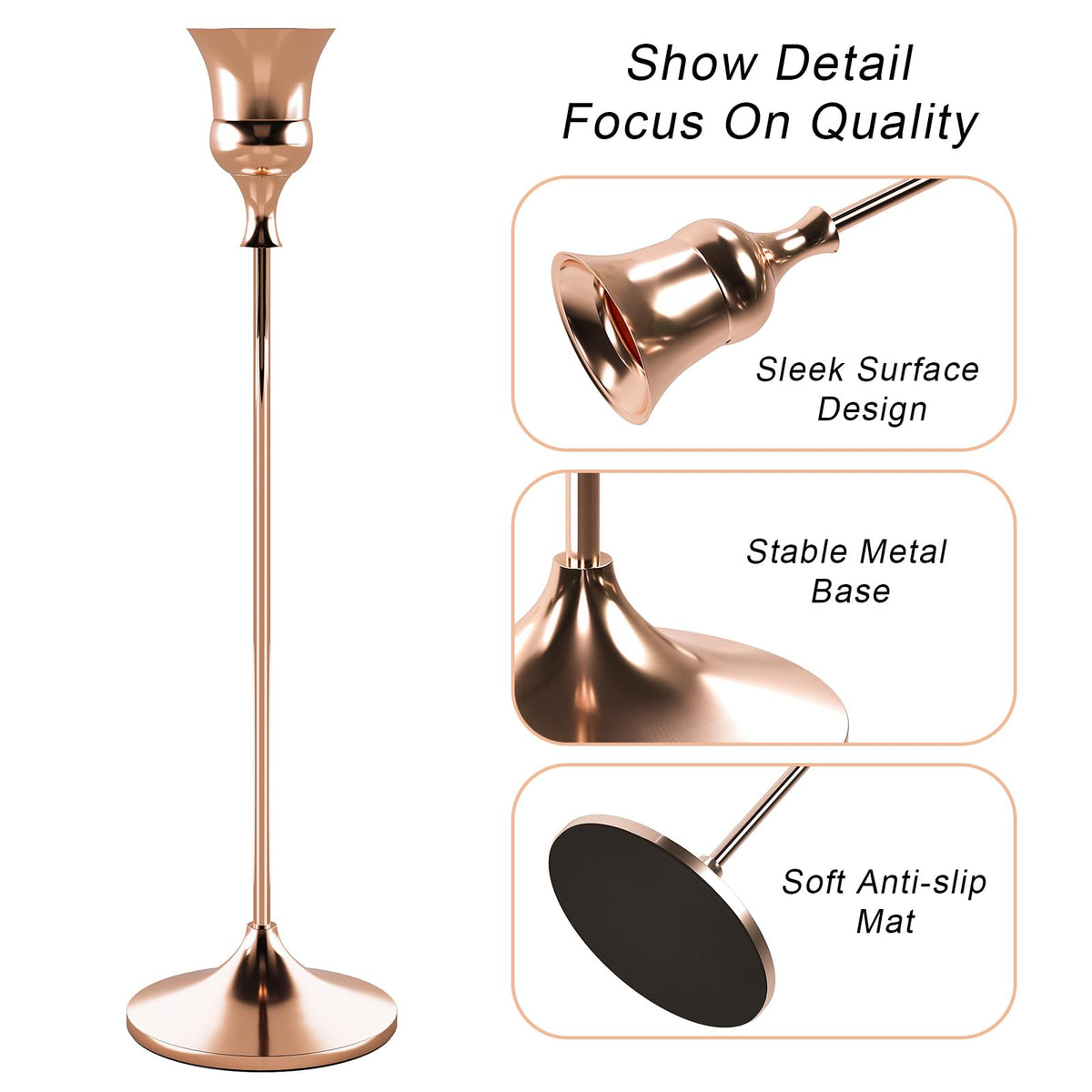 Showin Candlestick Holders Rose Gold, 3 Packs Taper Candle Holder for Candlesticks, Candle Sticks Holder Decor for Home Decor