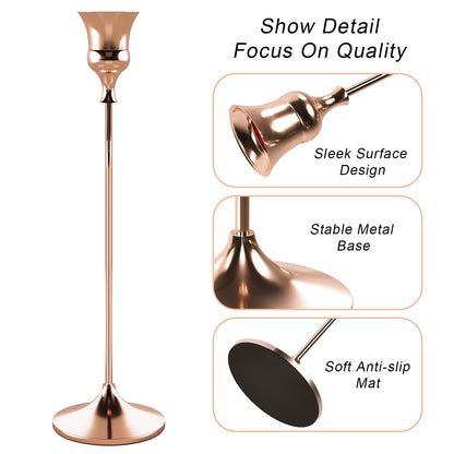 Showin Candlestick Holders Rose Gold, 3 Packs Taper Candle Holder for Candlesticks, Candle Sticks Holder Decor for Home Decor