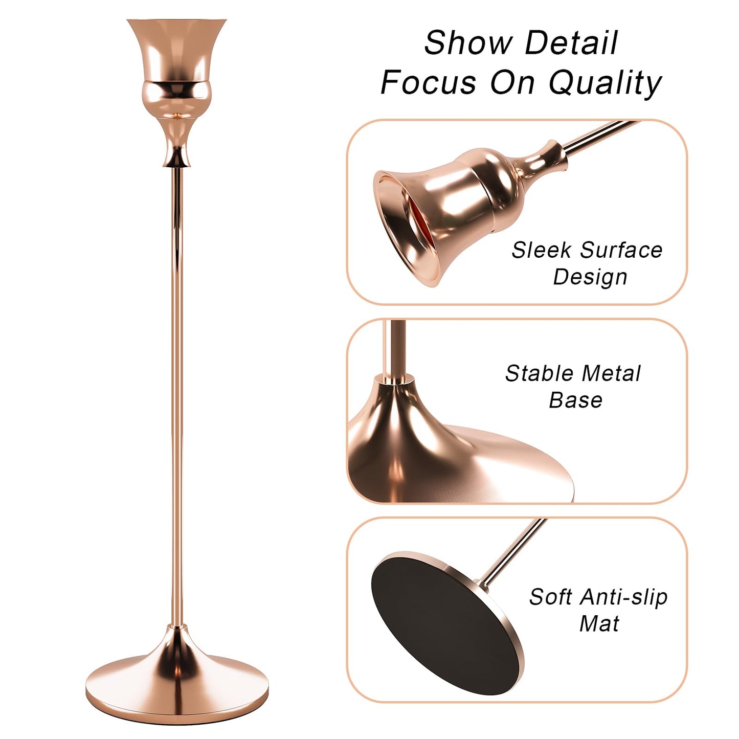 Candlestick Holders Rose Gold, 12 Packs Taper Candle Holder for Candlesticks, Candle Sticks Holder Decor for Home Decor