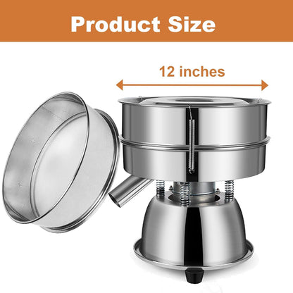 Automatic Sieve Shaker Machine, 110V Stainless Steel Vibrating Sifter with 40 & 60 Mesh Screens for Flour & Powders