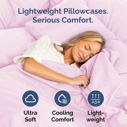 King Pillow Cases by LuxeHome - Ultra Soft Hotel Quality Covers | Comfy, Cooling & Wrinkle-Free - 2 Piece Set in Pink