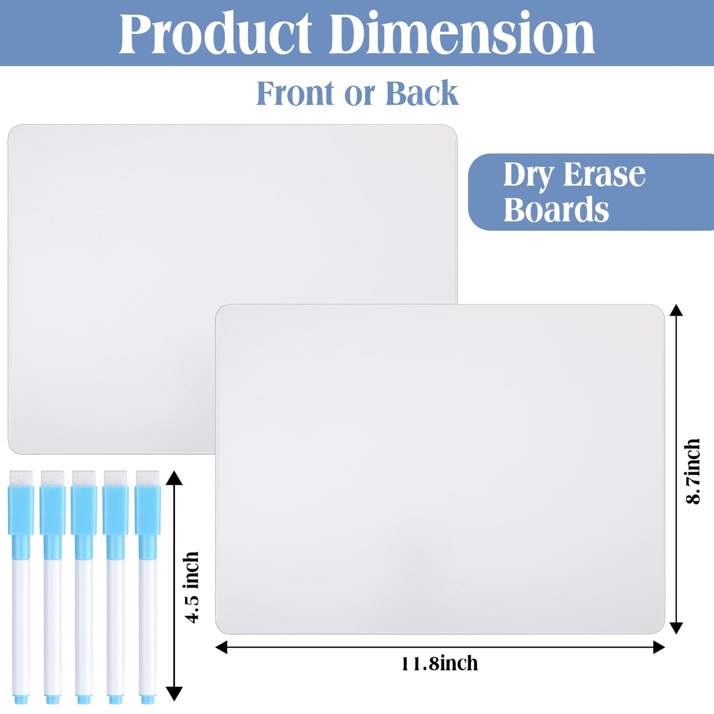 Fulmoon Dry Erase Lapboard Set with Markers Dry Erase Boards Classroom Pack Small White Board 9"X12" Mini Double Sided Whiteboard Set Lapboards for School Supplies(150 Pcs)