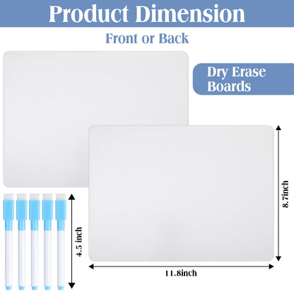 Fulmoon Dry Erase Lapboard Set with Markers Dry Erase Boards Classroom Pack Small White Board 9"X12" Mini Double Sided Whiteboard Set Lapboards for School Supplies(100 Pcs)