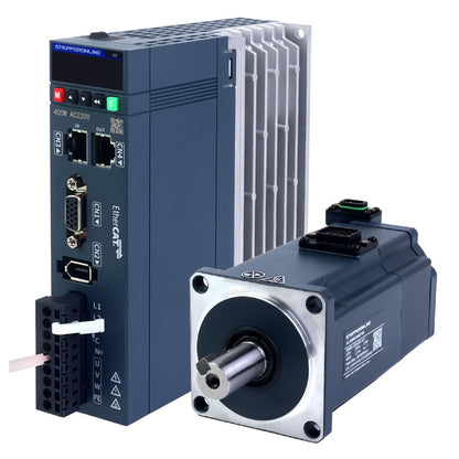 STEPPERONLINE AC Servo Motor kit EtherCAT A6 Series 400W Servo Motor 3000rpm 1.27Nm with Brake 17 Bit Absolute Encoder IP67 + 400W EtherCAT AC Servo Motor Driver+ 3.0M Cabels