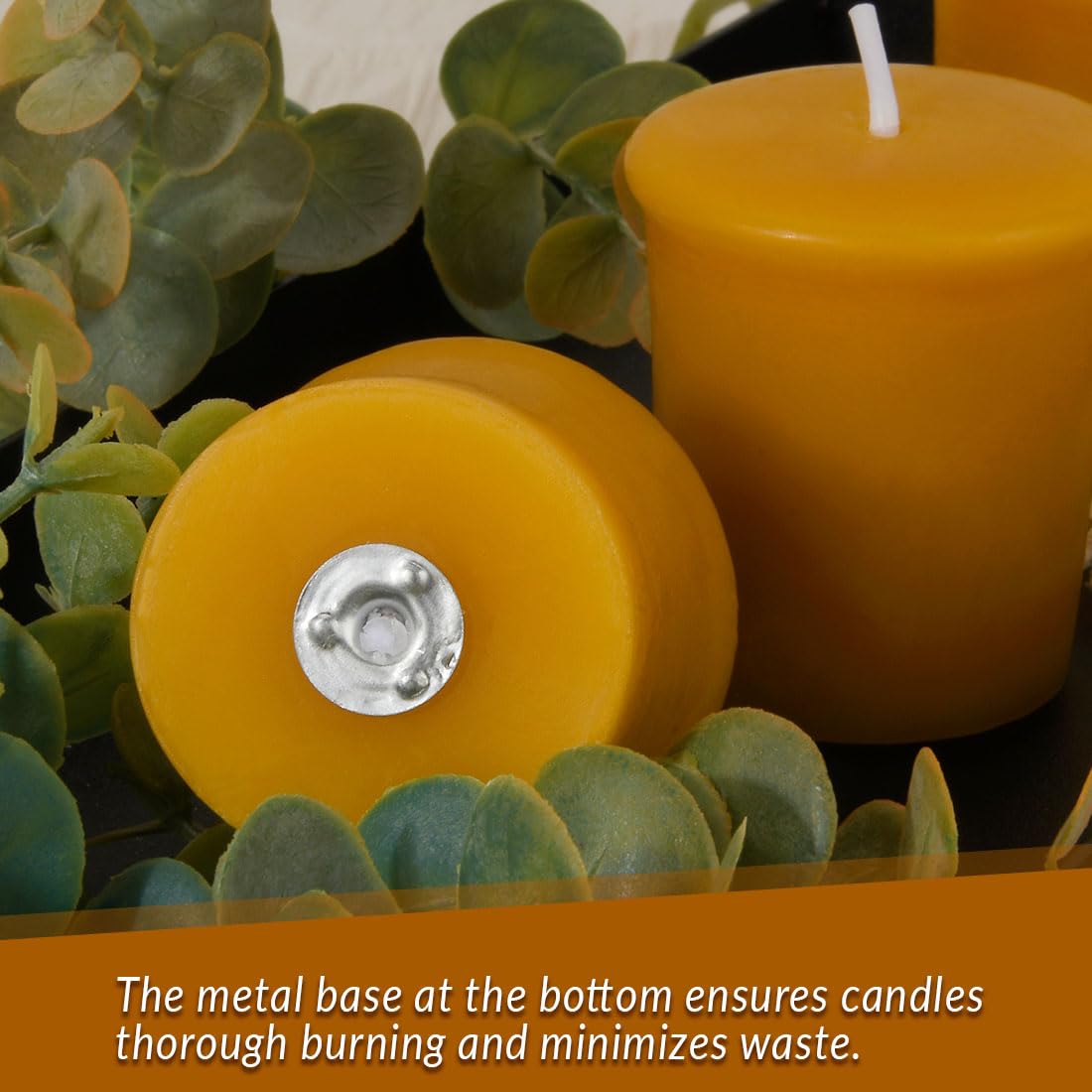 Aglary 16PCS Pure Beeswax Votive Candles, Unscented, Naturally Lightly Honey Scented, 12 Hours Burn Time Each (Raw)