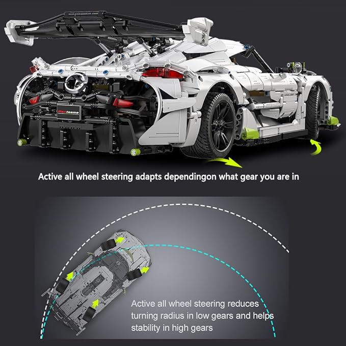 CaDA Master Fantasma Sports Car Building Set C61048W 1:8 Super Cars Brick Kit with 9-Speed Gearbox and Rear Wheel Steering V8 Racing Car Model for Adults Collectors (4346PCS)