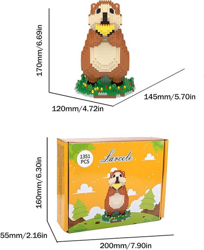 Larcele Micro Marmot Building Blocks Set DIY Mini Building Toy Bricks for Age Over 12 Years 1351 Pieces DZJM-02