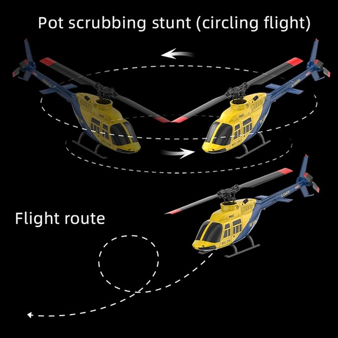 A60 206 Remote Controlled Helicopter Aircraft Plane 4CH RC Heli Aileronless 1/42 Scale 6-Axis Gyroscope Altitude Hovering Optical Flow Position 2Battery for Adults Beginners Yellow
