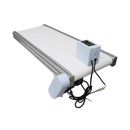 BREVELTION 59inch PVC Belt Conveyor Aluminum Belt Conveyor Industrial Transport Equipment 110V 120W 7.9inch Wide White