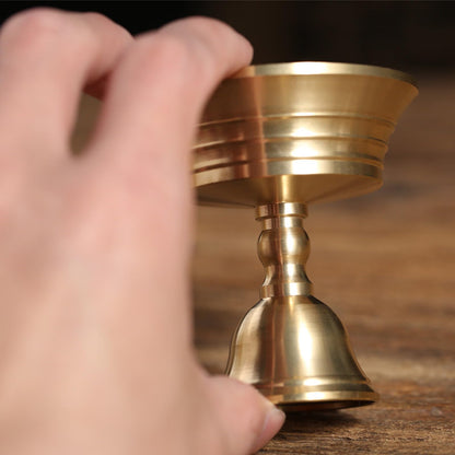 Brass Candlestick for Buddhist Temples Butter Lamp Holder Golden Tealight Candle Stand for Altars Decors Candleholder Brass Candle Base