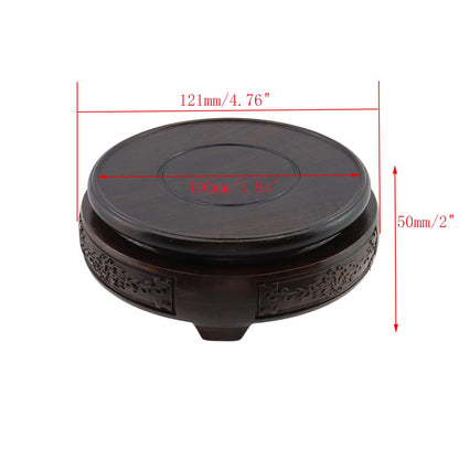 Mewutal Wooden Display Stand Base 4" x 4" Wood Carved Craft Pedestal Traditional Wooden Base Oriental Antique Display Riser Round Pedestal Stands for Vase Crystal Ball Teapot Stone Flower Pot