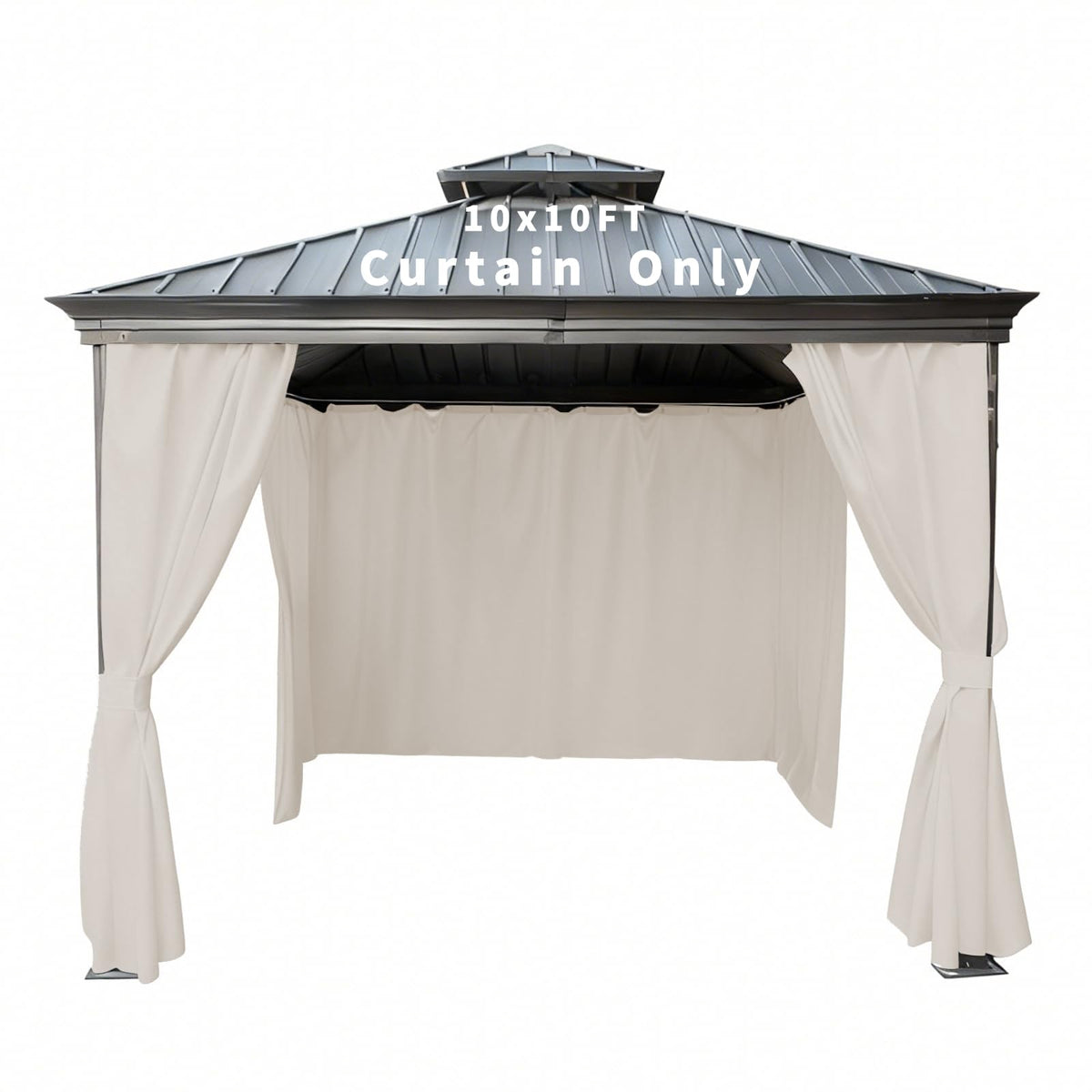 GarPad Gazebo Curtain Replacement Universal Privacy Curtain, 4-Panels Sidewall 10'X10' Curtain Gazebo Outdoor with Zipper,Universal Replacement for Patio Privacy Screen Soymilk(Only Curtain)