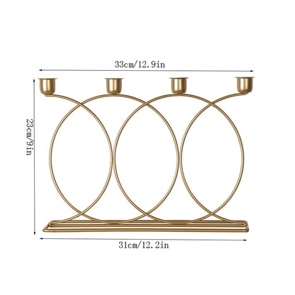 Candle Holderss Golden Taper Candle Holders Wrought Iron 4-Candles Fireplace Candelabra Candlestick Holder Centerpieces for Mantle Wedding Party Dinner Table Decoratin Decorative Candlestick