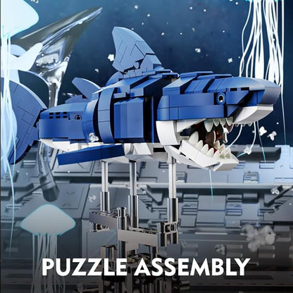 RiceBlock Holiday Toy Shark Animal Building Block Set for Boys 8-14 Sea Creatures Marine Animal Building Blocks Toys Crossing Ocean Lovers 687 Pieces Home Decor Gift for Adults Teens