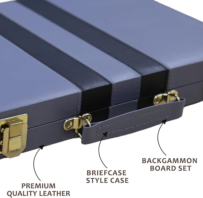 Backgammon Set - Classic Board Game with Premium Leather Case - Portable Travel Strategy Backgammon Game Set for Adults Kids - Suitable as (11inch Gray)