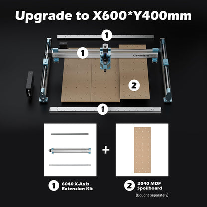 Genmitsu CNC Router Machine 4040-PRO + X-axis Extension to 6040 Kit + Threaded Inserts 2040 MDF Spoilboard