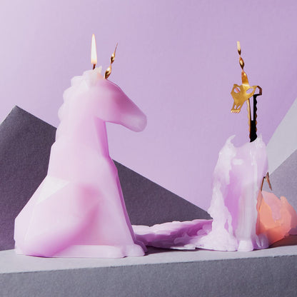 PyroPet Einar Unicorn Candle (Lilac) - The Original Candle with Metallic Skeleton | Icelandic Design Gift for Unicorn Lovers and Art Enthusiasts | 16-Hr Burn Time | Dimensions: 5.1x2.6x8 in