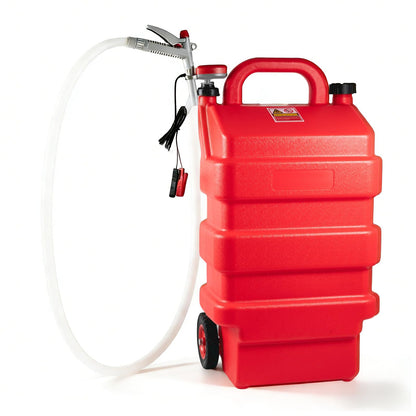Weetron 16 Gallon Fuel Caddy with 3.8 GPM Fuel Transfer Pump,Portable Fuel Tank with 6.5 ft Extra Long Hose & 5 Can Adapters,12V DC/AA Battery Powered,Suitable for Gasoline,Diesel-Red