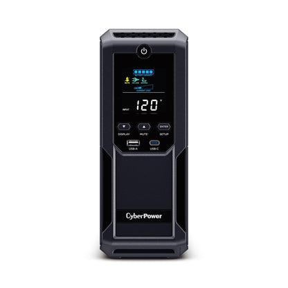CyberPower BRG1500AVRLCD2 Intelligent LCD UPS Battery Backup and Surge Protector, 1500VA/900W, 12 Outlets 2 USB Ports, AVR, Mini-Tower, UL Certified, 5-Year Warranty