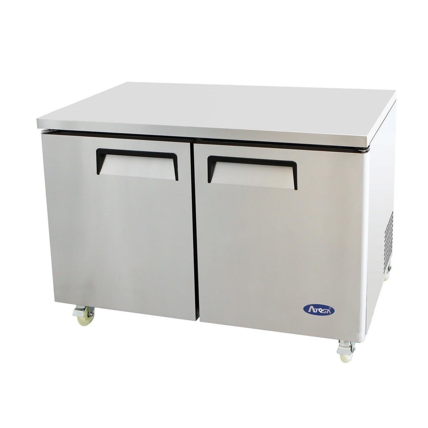 Atosa MGF8406GR 48" Undercounter Worktop Food Prep Freezer for Restaurant Pub Bar Cafeteria | 2 Solid Swing Door, 2 Adjustable Epoxy Coated Shelves | 13.4 Cu. Ft | Stainless Steel, 115v (-8°F to -0°F)