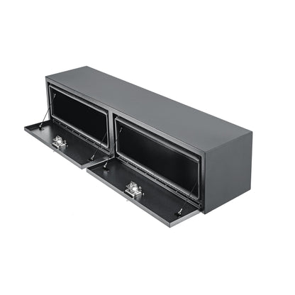 GarveeTech Black Steel Underbody Truck Tool Box with t-Handle Lock Latch, Truck Storage Organizer Tool Box Chest, Heavy Duty Under Body Toolbox for Pick Up, Truck, RV, Trailer，60 x 16 x 13 Inch