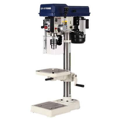 QD-KYOHO 10-Inch Benchtop Drill Press- Variable Speed 50-3000 RPM,Bench Drill Press Cast Iron Table & Base, 6.2-Amp Drill Presses With Laser And LED Work Light ，0.4 kW Variable Frequency Drive (white)