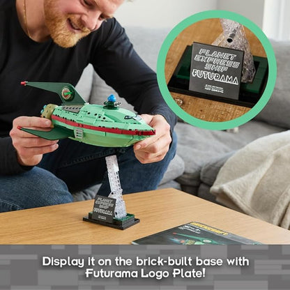 Brickcraft Futurama Planet Express Ship Brick Building Kit (382-Piece Set) Sci-Fi Collectible Display Model Futuristic Toy Brick Set for Adults Teens and Fans of Animated TV
