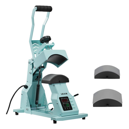 VEVOR Hat Heat Press Machine, with 2pcs Interchangeable Platens, Precise Temperature and Time Control, Hat Press for HTV Iron On and Sublimation Projects, for Caps, Headbands, Cuffs, Face Masks, Green