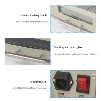 Reflow Soldering Station, T962 110V 800W Infrared Reflow Oven Furnace IC Heater BGA Rework Station Professional Infrared Heater Soldering Automatic Reflow Machine