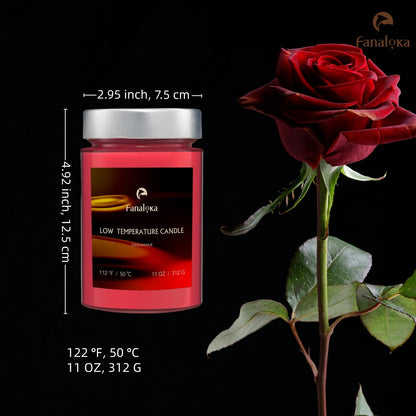 Low Temperature Candles for Wax Play, Low Heat, Body Safe, Unscented Dripping Candles for Valentine’s, Wedding, Home Decor, 122 °F(50 °C), 11 oz, Peelable Wax (Red)