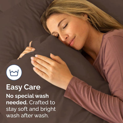 Skiennix Standard Pillow Cases Set of 4 - Ultra Soft Hotel Quality Covers - Machine Washable Brown