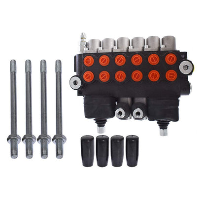 findmall 6 Spool 11GPM 3625PSI Hydraulic Directional Control Valve with 2 Joystick, SAE Ports Double Acting Valve for Small Tractors, Tractors, Loaders, Log Splitter