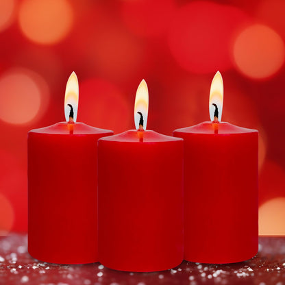 Red Votive Candles 15 Hour Burn Time Unscented Candles Votives Bulk Pack of 24 Small Pillar Candles