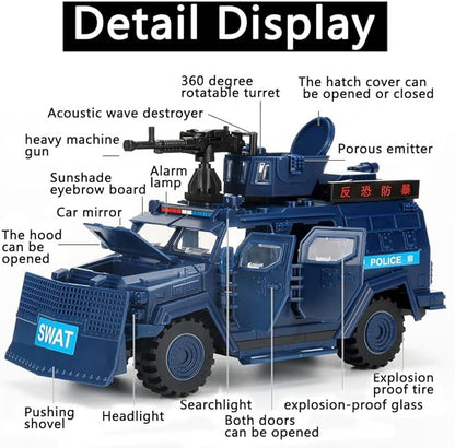 4 in 1 SWAT Armored Vehicle Building Block Building Toys for Age 8-12 Army Military Vehicle Brick Special Police Car Model Toys Gifts for Boys