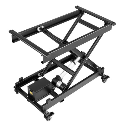 VEVOR Electric Lift Table, 330 lbs Capacity Single Scissor Lift Table, 8-28 in Height Adjustable Lifting Platform, Coffee Table Lift with 4 Wheels, for Material Handling and Transportation, Black