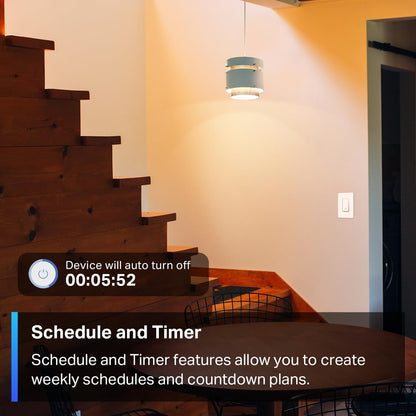 TP-Link Tapo Matter Smart Light Switch: Voice Control w/Siri, Alexa & Google Home | UL Certified | Timer & Schedule | Easy Guided Install | Neutral Wire Required | Single Pole | Tapo S505(2-Pack)