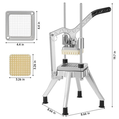 DEPFALL Commercial Vegetable Chopper, Stainless Steel French Fry Cutter Heavy Duty Potato Dicer Fruit Slicer for Restaurant Home Kitchen (1/2"+3/8"+1/4" Blades)