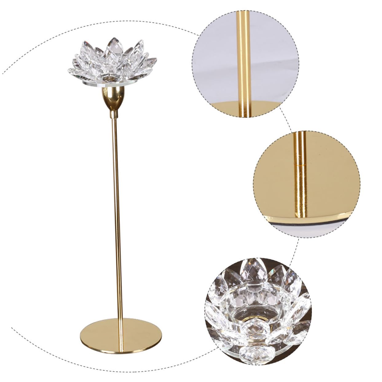 NUOBESTY Modern Small Metal Candle Stand Crystal Lotus Candlestick Holder Romantic Wedding Dining Room Decor